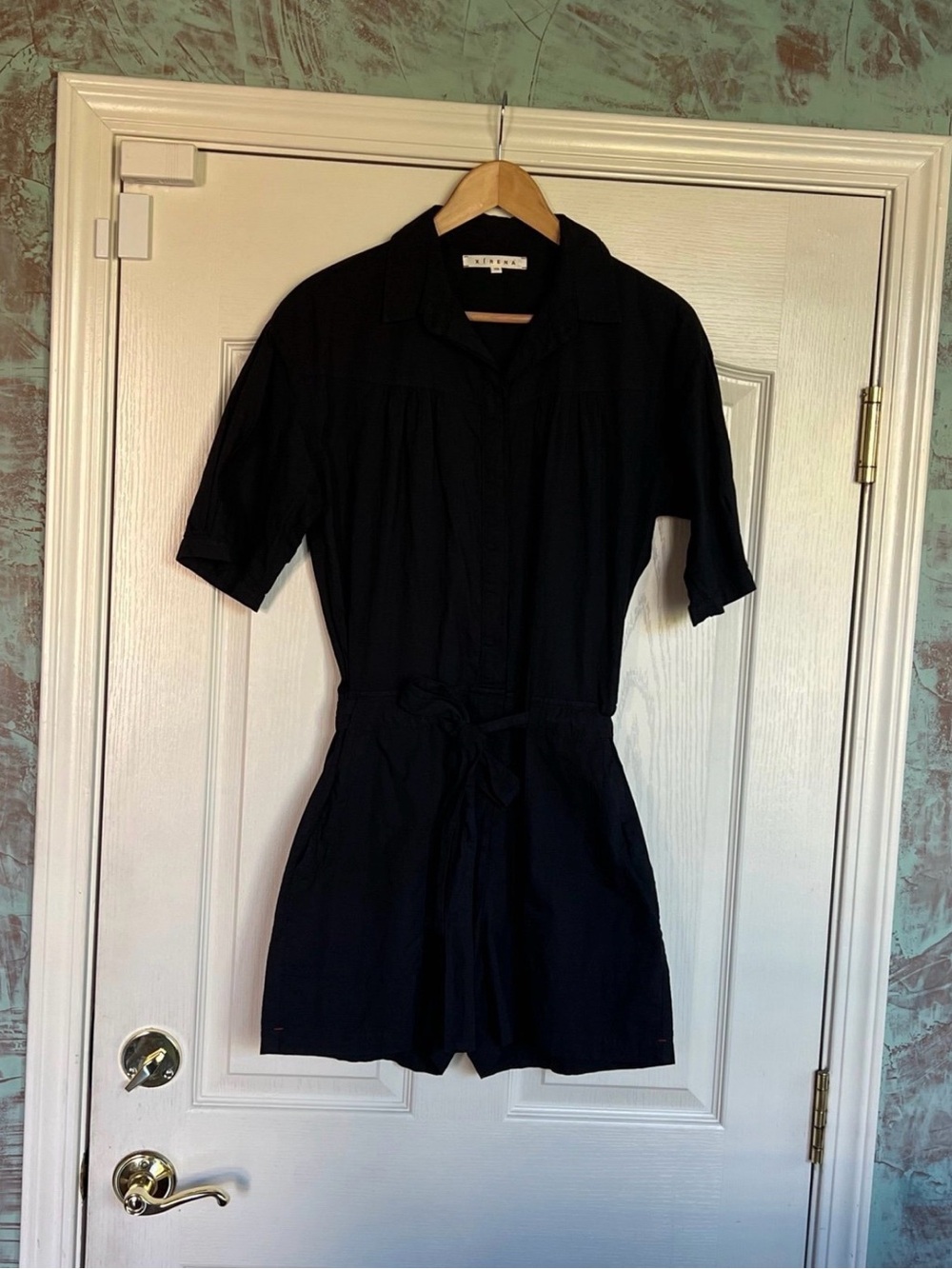 XIRENA GRADY ROMPER - BLACK with Tie Waist
